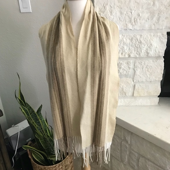 Lauren Ralph Lauren Accessories - Ralph Lauren Striped Wool Fringe Scarf Pink Tan